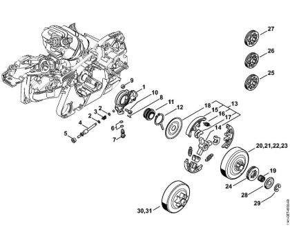 Oil pump, Clutch Gasoline chain saws (MS) MS 261 C-Q Stihl