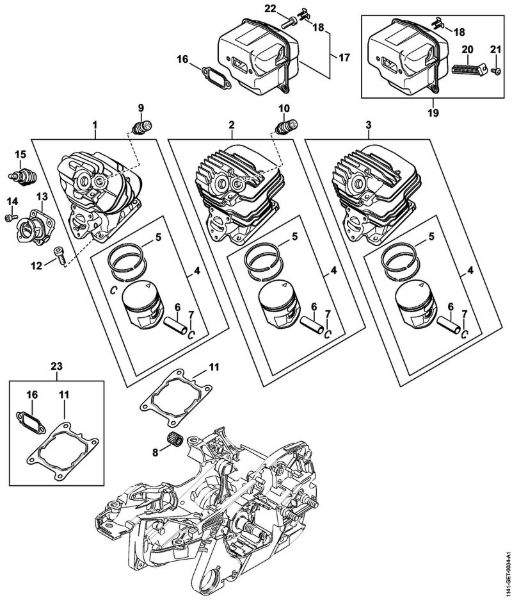 Cylinder, Muffler Gasoline chain saws (MS) MS 261-VW Stihl