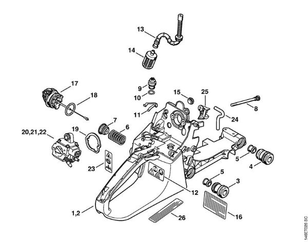 Tank housing Gasoline chain saws (MS) MS 270 Stihl
