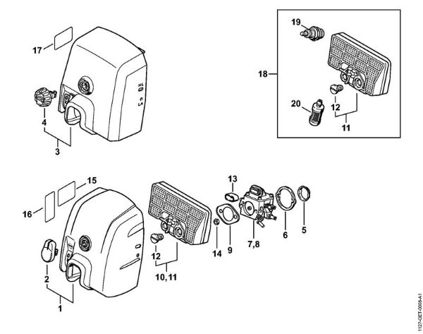 Carburetor box cover, Air filter Gasoline chain saws (MS) MS 290-Z Stihl
