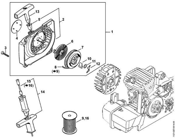 Fan housing with rewind starter Gasoline chain saws (MS) MS 290-Z Stihl