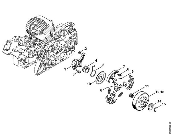 Oil pump, Clutch Gasoline chain saws (MS) MS 291 Stihl