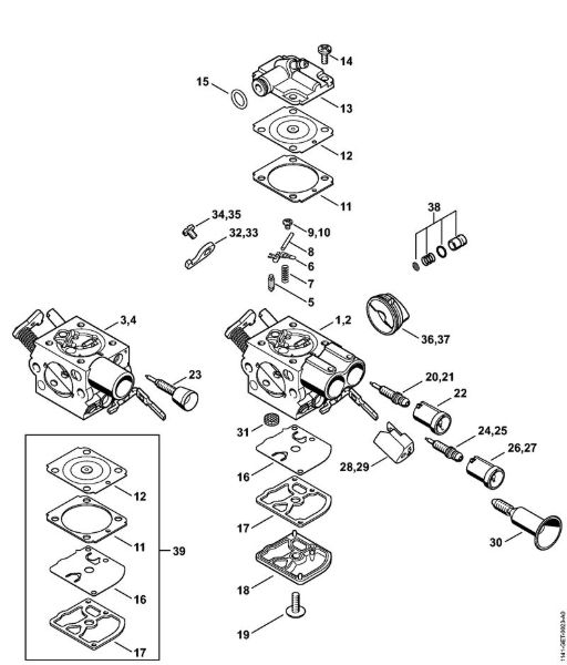 Carburetor C1Q-S247, C1Q-S253, C1Q-S212, C1Q-S179 Gasoline chain saws (MS) MS 291 C-BEQ Stihl