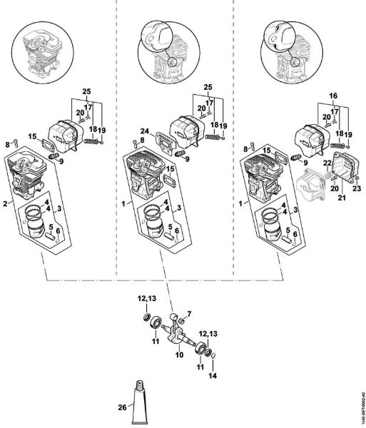 Cylinder, Muffler Gasoline chain saws (MS) MS 311-Z Stihl