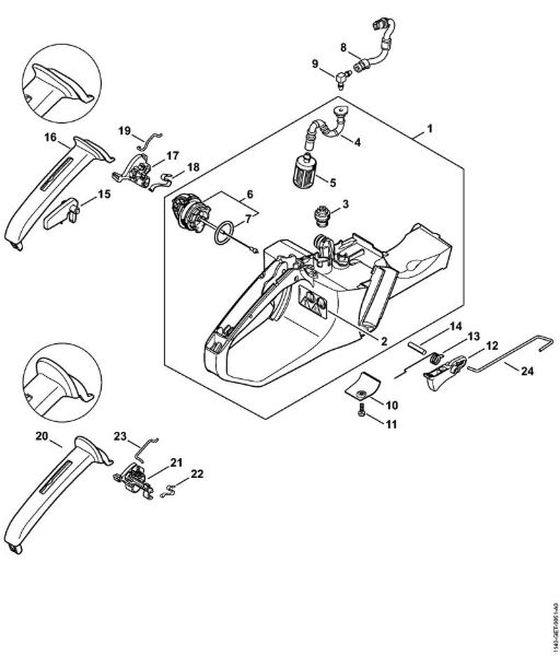 Tank housing, Throttle control Gasoline chain saws (MS) MS 311-Z Stihl