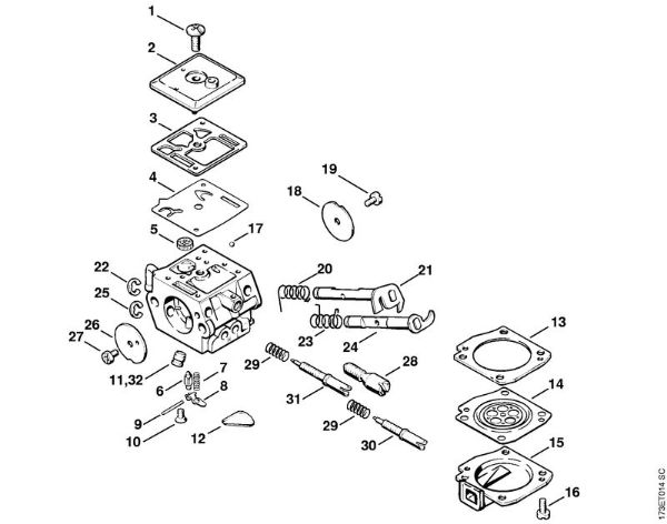 Carburetor C3A-S31 Gasoline chain saws (MS) MS 340 Stihl