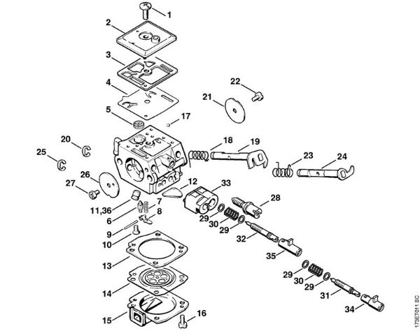 Carburetor C3A-S39 Gasoline chain saws (MS) MS 340 Stihl