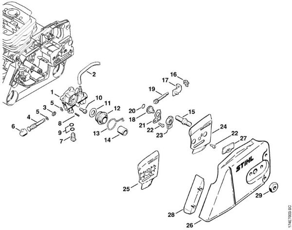 Oil pump, Chain tensioner kit Gasoline chain saws (MS) MS 360 Stihl