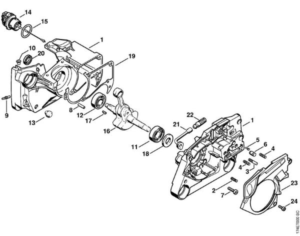 Crankcase Gasoline chain saws (MS) MS 360 WVH Stihl