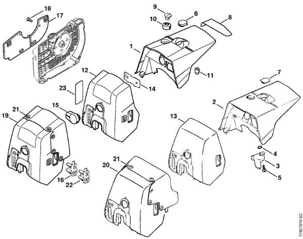 Shroud, Carburetor box cover Gasoline chain saws (MS) MS 360 WVH Stihl