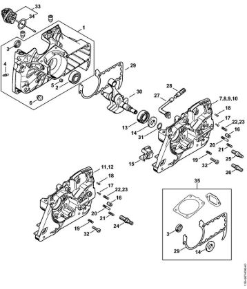 Crankcase Gasoline chain saws (MS) MS 361 C-BQ Stihl