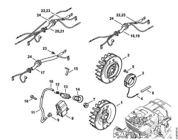 Ignition system, Wiring harness Gasoline chain saws (MS) MS 361 C-BQ Stihl