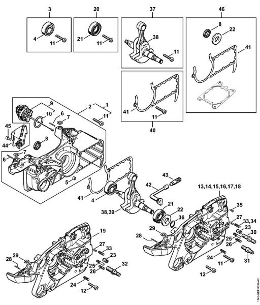 Crankcase Gasoline chain saws (MS) MS 362 C-M Stihl
