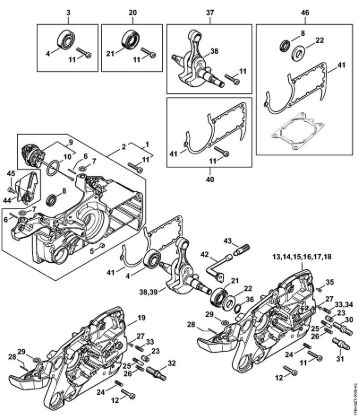 Crankcase Gasoline chain saws (MS) MS 362-VW Stihl