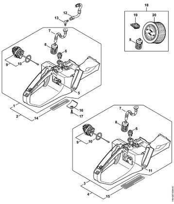Tank housing Gasoline chain saws (MS) MS 362-VW Stihl