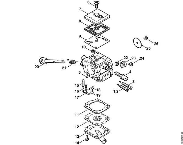 Carburetor C3-S148, C3-S149 Gasoline chain saws (MS) MS 380 Stihl