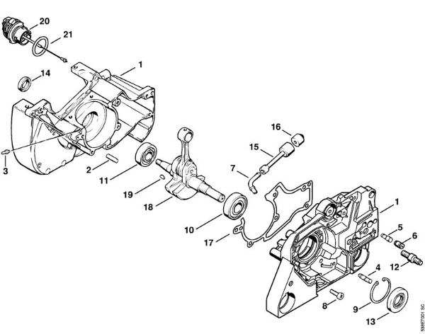 Crankcase Gasoline chain saws (MS) MS 381 Stihl