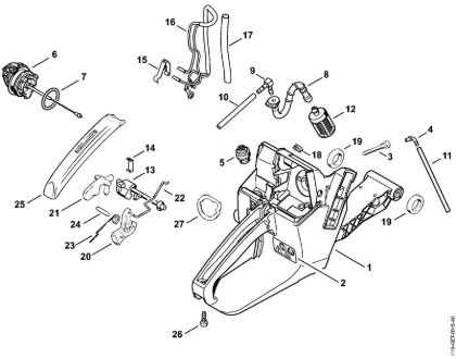 Tank housing Gasoline chain saws (MS) MS 381 Stihl