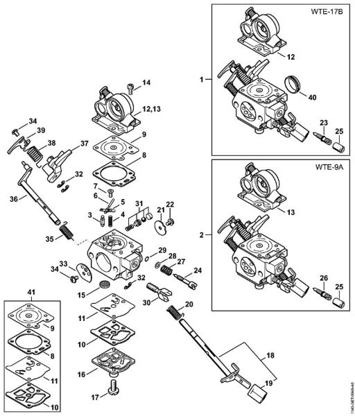 Carburetor WTE-9, WTE-17 Gasoline chain saws (MS) MS 391 Stihl
