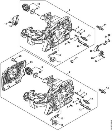 Engine housing, Chain tensioner Gasoline chain saws (MS) MS 391 Stihl
