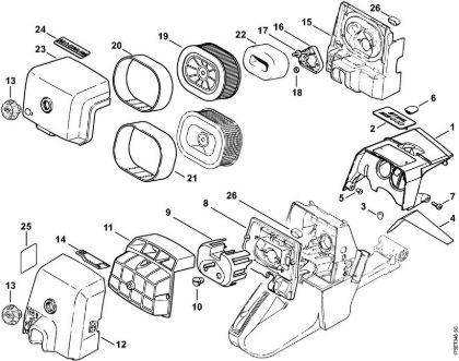Shroud, Air filter Gasoline chain saws (MS) MS 440-W Stihl