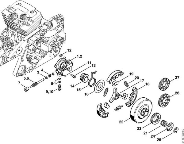 Oil pump, Clutch Gasoline chain saws (MS) MS 441 C-M Stihl