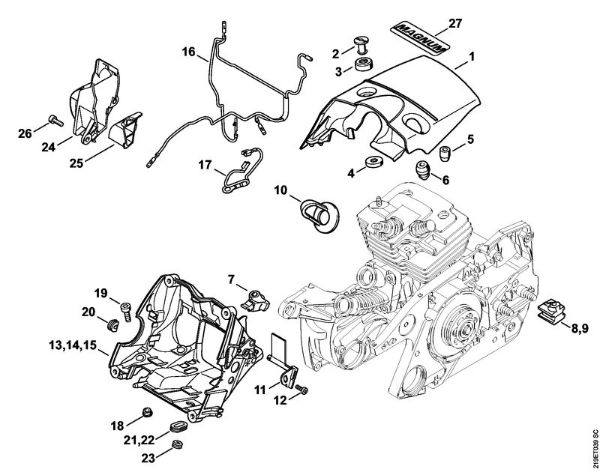 Shroud, Housing Gasoline chain saws (MS) MS 441 C-M Stihl