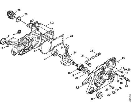 Crankcase Gasoline chain saws (MS) MS 441 C-MQ Stihl