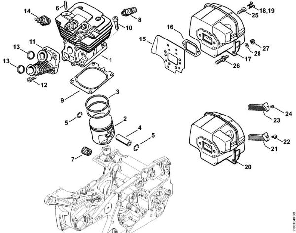 Cylinder, Muffler Gasoline chain saws (MS) MS 441 C-MQ Stihl
