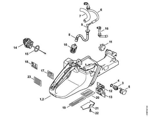 Tank housing Gasoline chain saws (MS) MS 441 C-MQ Stihl