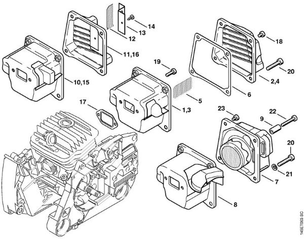 Muffler Gasoline chain saws (MS) MS 460-W Stihl