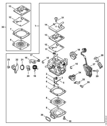 Carburetor 1142/07 Gasoline chain saws (MS) MS 462 C-M Stihl