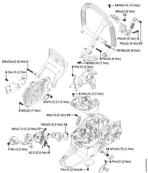 Tightening torques Gasoline chain saws (MS) MS 462 C-M Stihl