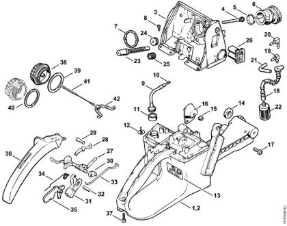 Tank housing Gasoline chain saws (MS) MS 640 Stihl