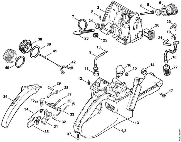 Tank housing Gasoline chain saws (MS) MS 640 Stihl