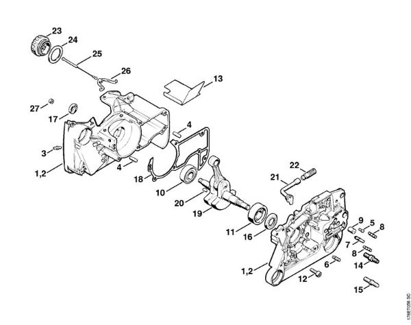 Crankcase Gasoline chain saws (MS) MS 650 Magnum BR Stihl