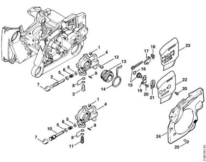Oil pump, Chain tensioner kit Gasoline chain saws (MS) MS 650 Magnum BR Stihl