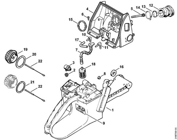 Tank housing Gasoline chain saws (MS) MS 650 Magnum BR Stihl