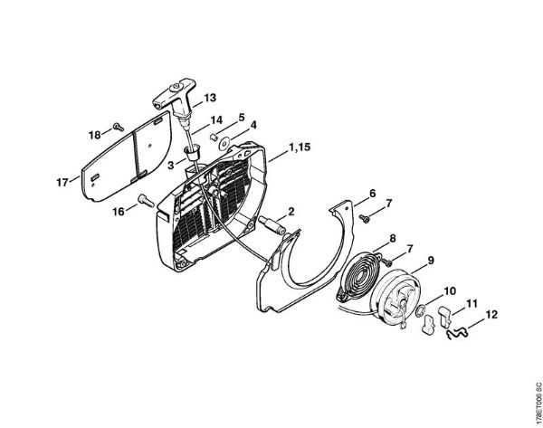 Rewind starter Gasoline chain saws (MS) MS 660-Magnum Stihl