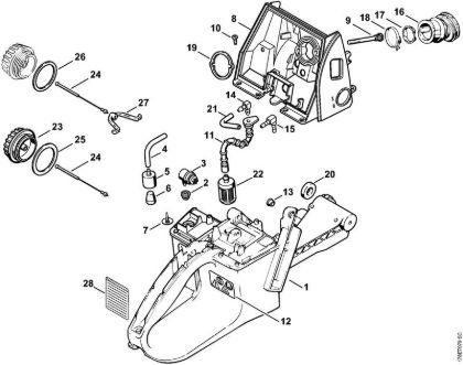 Tank housing Gasoline chain saws (MS) MS 660-Magnum Stihl