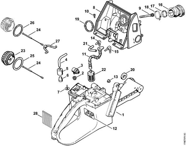 Tank housing Gasoline chain saws (MS) MS 660-Magnum Stihl