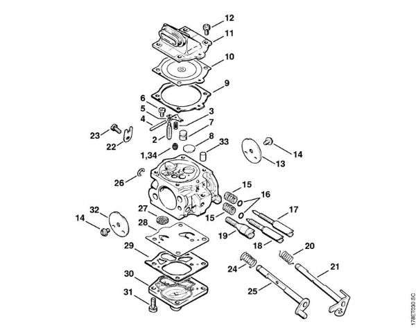 Carburetor WJ-67 Gasoline chain saws (MS) MS 660-W Stihl