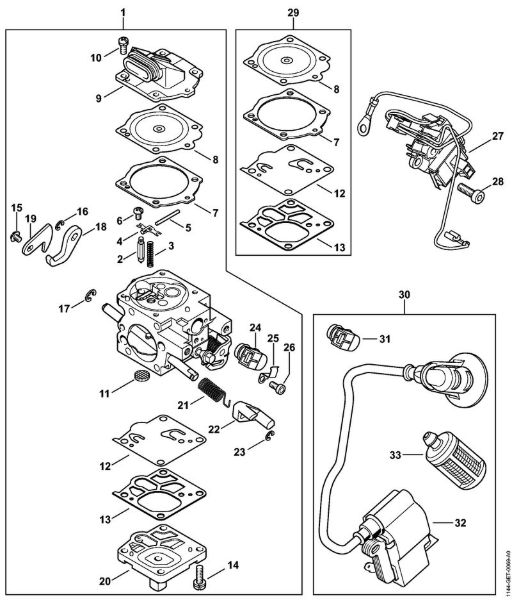 Carburetor WJ-134 Gasoline chain saws (MS) MS 661 C-M Stihl