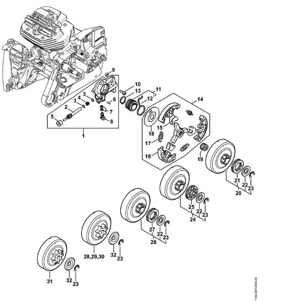 Oil pump, Clutch Gasoline chain saws (MS) MS 661 C-M Stihl