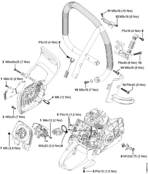 Tightening torques Gasoline chain saws (MS) MS 661 C-M Stihl