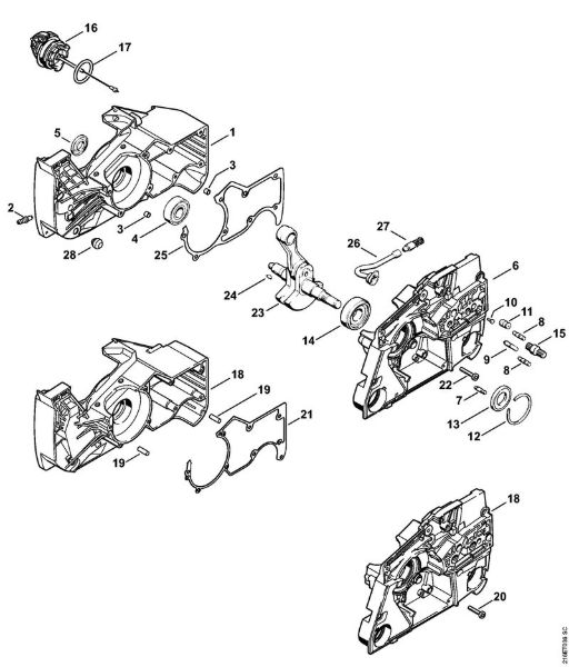 Crankcase Gasoline chain saws (MS) MS 880-R Stihl