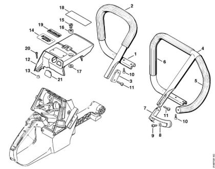 Handlebar, Shroud Gasoline chain saws (MS) MS 880-R Stihl