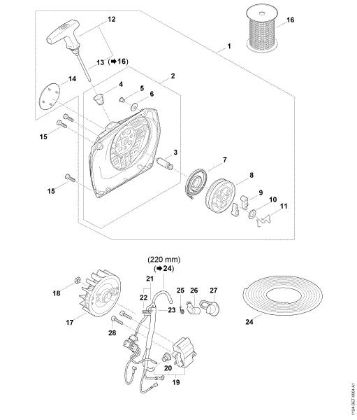 Picture of Rewind starter, Ignition system MS 881