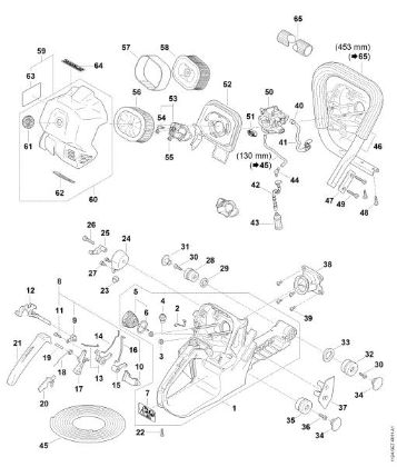 Picture of Tank housing, Filter, AV system, Handlebar MS 881 MS 881