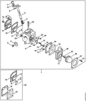 Carburetor C1Q-S50 Blowers (BG, BR) BG 55 Stihl